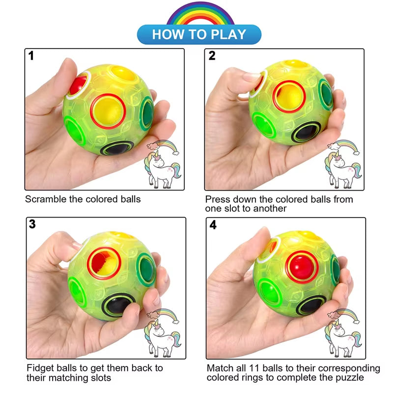 Creative Magic Rainbow Puzzle Ball Fidget anti Stress Toys for Children Adult Stress Relief Colors Matching Ball Fun Games Gifts