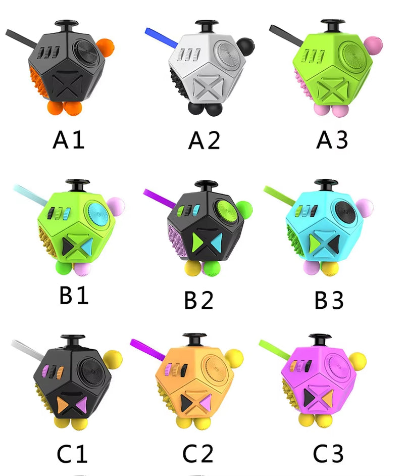 12 Sides Fidget Cube Toys Anti-Stress Antistress Sensory Toys for Children Kids Adults Autism ADHD OCD Anxiety Relief Focus