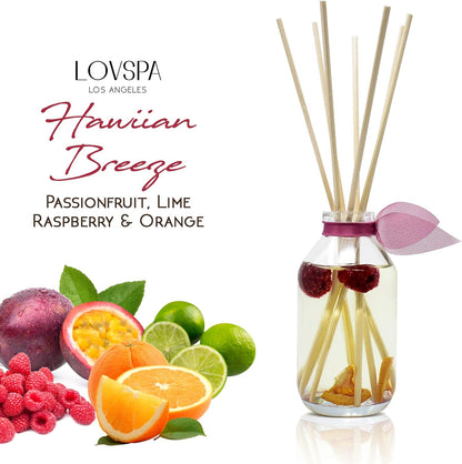 Hawaiian Breeze Reed Diffuser Set - Passionfruit, Lime, Raspberry & Orange Scent Diffuser - Reed Diffusers for Home with Long Lasting Fragrance - Non-Toxic Oil Reed Diffuser - Made in the USA