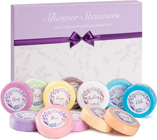 Shower Steamers Set of 12 Aromatherapy Rich in Essential Oils Bath Bombs for Shower Gift for Women Men (Scent of 12 Vanilla Lavender, Etc)