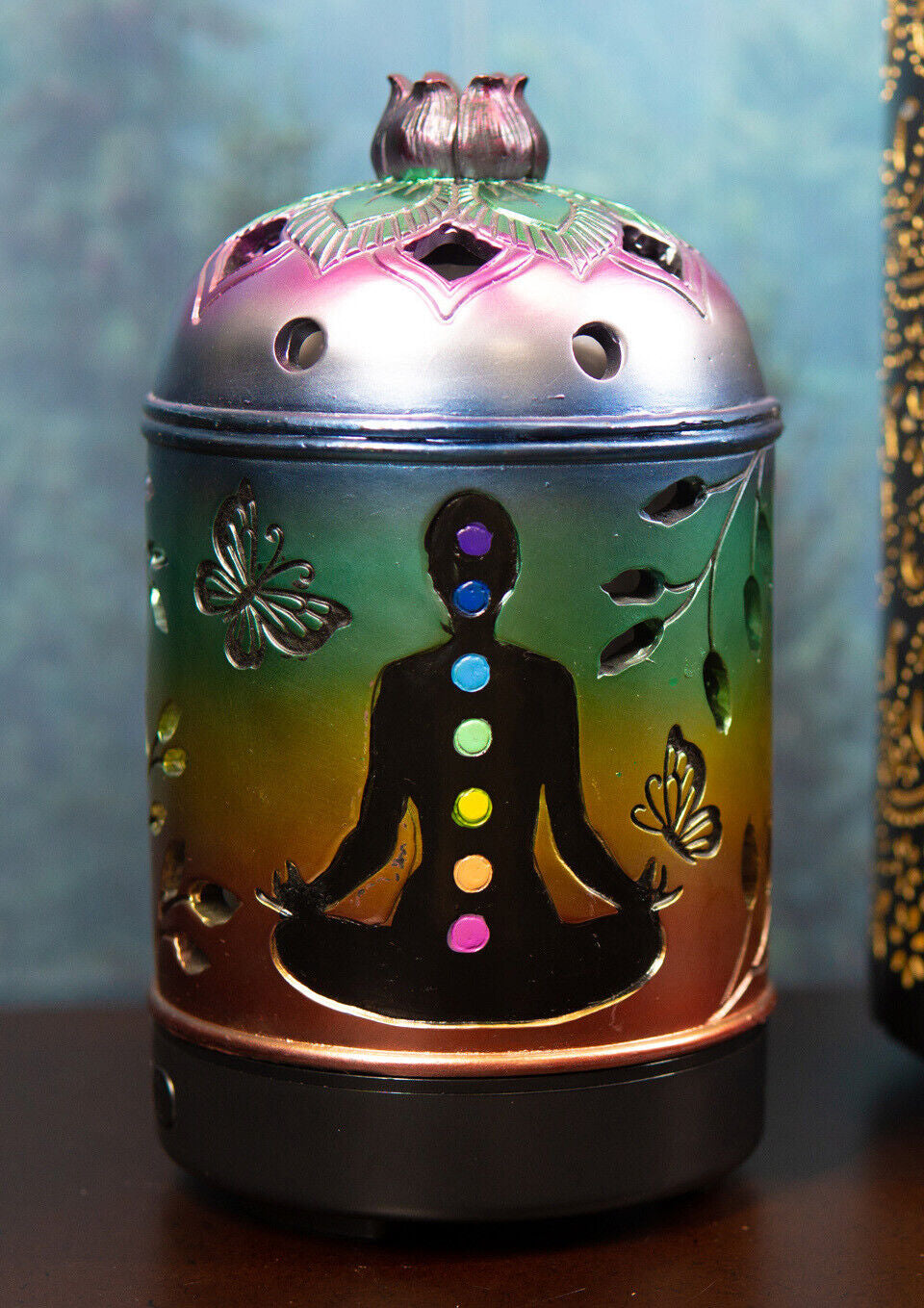 Ebros Rainbow 7 Chakra Colors Lotus Wheel Essential Oil Diffuser Aromatherapy