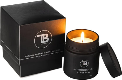 Tb Decoration Scented Jar Candles Men Concept Premium Aromatherapy Candles Smoky Clove in Luxury Black Box and Jar Home Decor for Man and Women (Clove & Smoke)