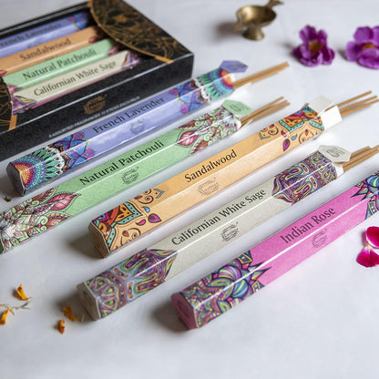 Incense Sticks Multipack 15 Sticks X 5 Pack -100% Pure Organic Natural Assorted Insense Stick - Hand Rolled Free from Chemicals -Perfect for Church Aromatherapy, Sandalwood,White Sage, Rose