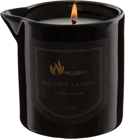 Massage Oil Candle for Pure Relaxation- 8.1 Oz- Moisturizing Essential Oil Body Massage Candle for Home Spa- Amazing Gift for Women & Men (Coffee Vanilla)