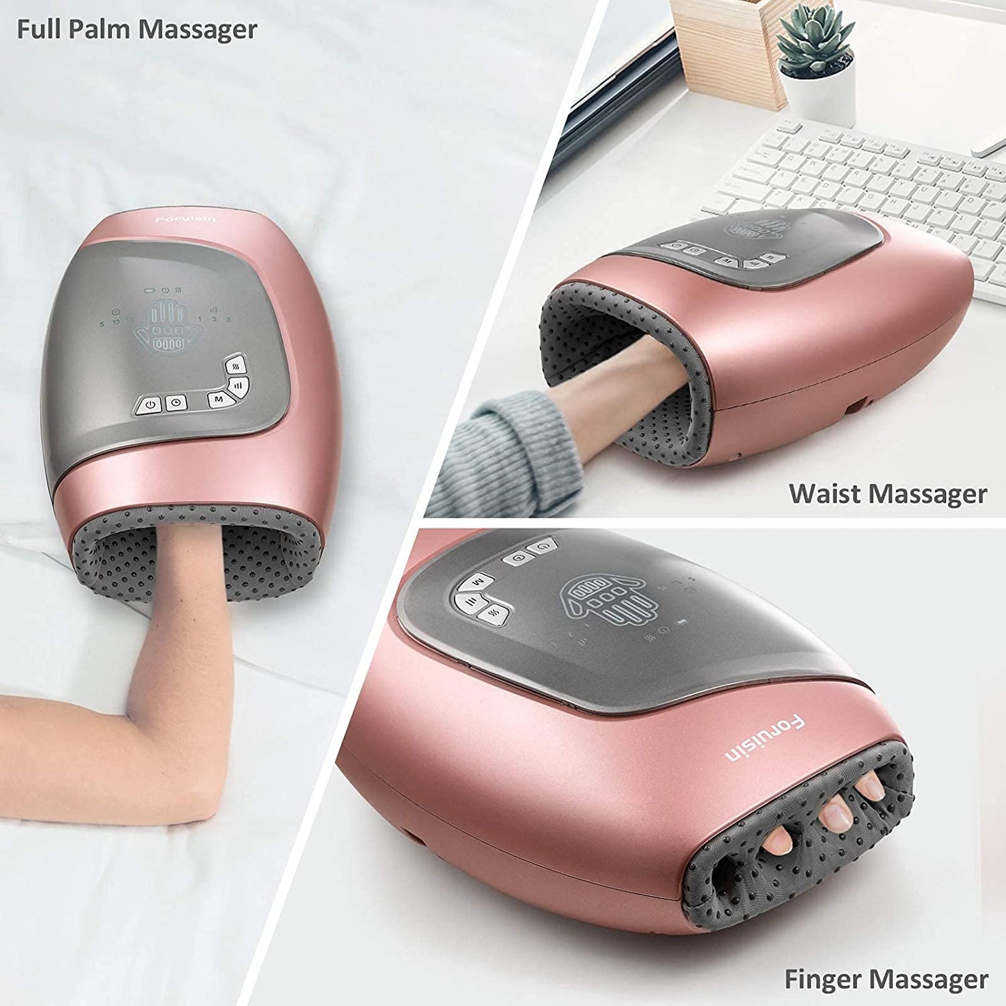 Hand Massager with Heat, Cordless Electric Hand Massager Tool Heating and Compression for Arthritis and Carpal Tunnel, 3 Levels Pressure Point Massager from Finger to Wrist