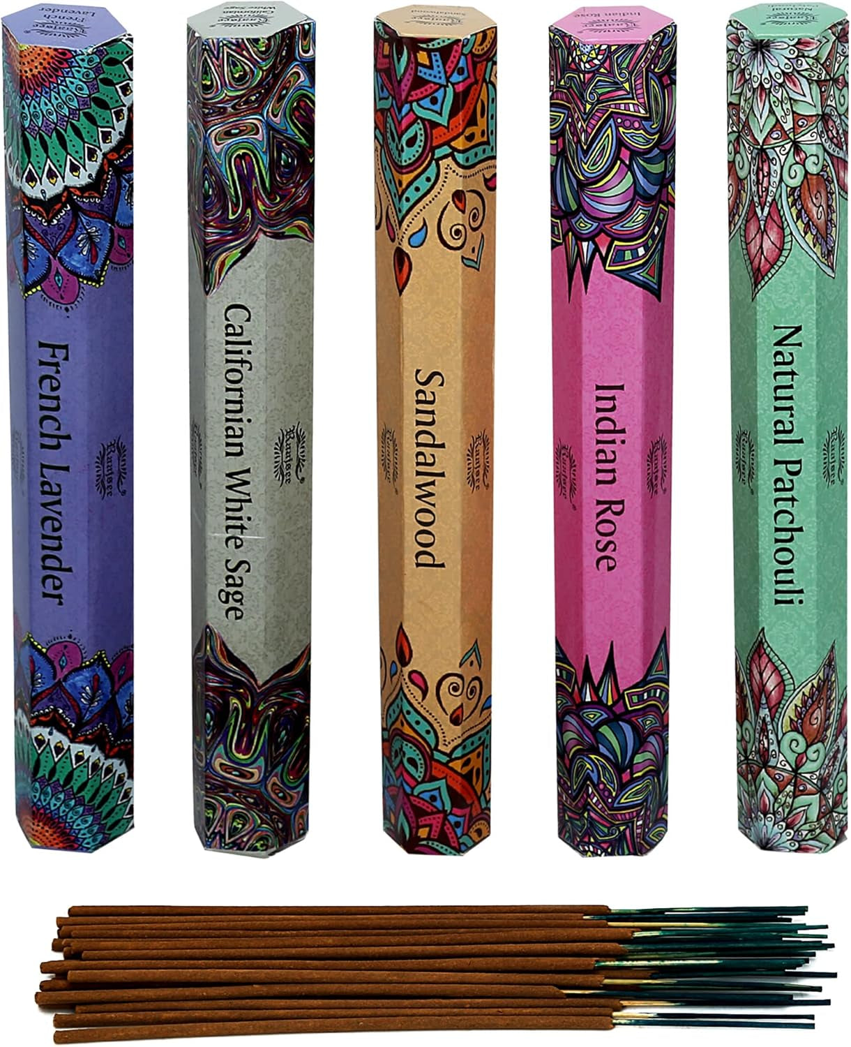 Incense Sticks Multipack 15 Sticks X 5 Pack -100% Pure Organic Natural Assorted Insense Stick - Hand Rolled Free from Chemicals -Perfect for Church Aromatherapy, Sandalwood,White Sage, Rose